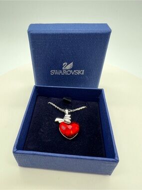 Swarovski Heart Pendant • Red Crystal • Silver Tone • Gift Box